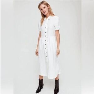 Wilfred Naeva Linen Button Front 100% Midi Dress XXS